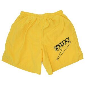 Vintage 90s  Speedo Yellow Embroidered Logo Swim Trunks